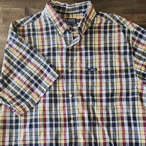 Chaps Red and Blue Casual Button Down Shirt